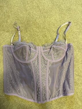 Lace Longline Bustier Corset Top - Lavender